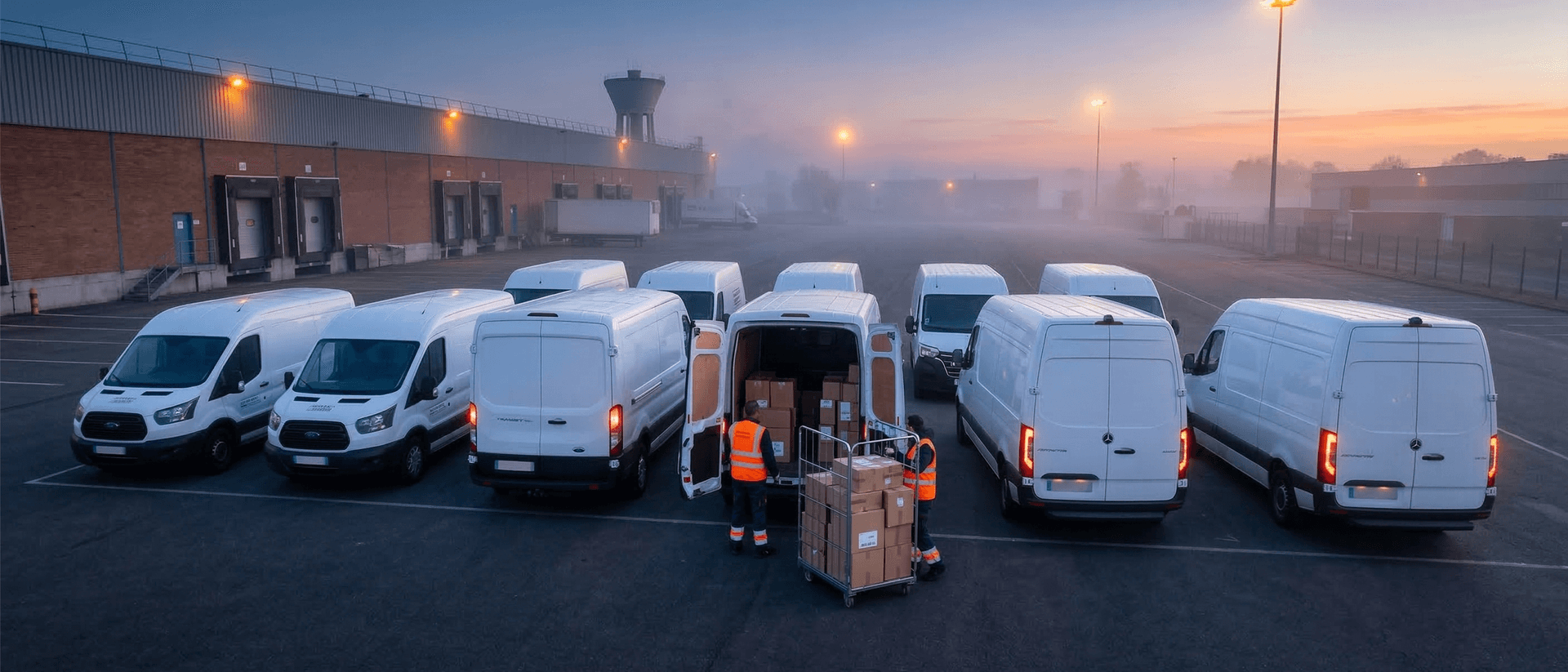 Chargement de camions en préparation des tournées de livraison — planification MapFlow