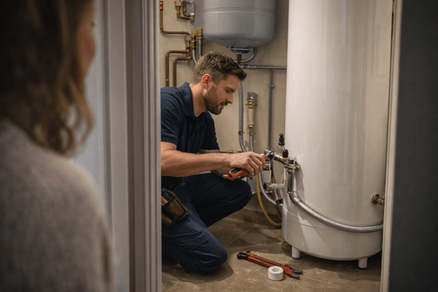 Plombier en intervention sur une installation — complexité de la planification des services terrain